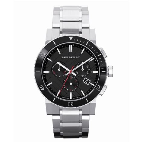 Mens / Gents Silver Stainless Steel Chronograph Burberry Designer .